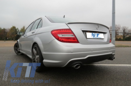 Двоен дифузьор на Задна Броня с един изход подходящ за MERCEDES C-Class W204 (2011-2014) C350 Стил Спортна линия-image-6010626
