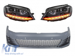 image-28-Предна Броня, подходяща за VW Golf VII Golf 7 (2013-2017) TFSI Look с Фарове 3D LED DLR RED FLOWING Turn Light