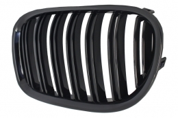 Централни решетки, подходящи за BMW 7 Series F01 F02 F03 (2008-2015) М дизайн с двойна лента Piano Black-image-6016162
