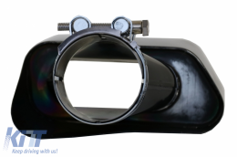 Въздушен дифузьор с двоен изход, подходящ за BMW F10 Серия 5 (2011-2017) M-Performance дизайн с Черен Накрайници за ауспух V8 LCI Квадрат Дизайн-image-6081603