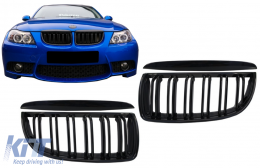 Предна бъбрековидни Решетки , подходящи за BMW 3 Series E90 E91 Pre-LCI (2005-2008) М дизайн с двойна лента Piano Black-image-6089308