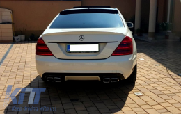 Дефузьор за задна броня с Накрайници за ауспух подходящ за Mercedes S-Class W221 (2005-2013)-image-6020645