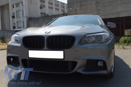 Предна Броня , подходяща за BMW 5 Series F10 F11 (2011-2014) M-Technik Дизайн with Kidney Решетки М дизайн с двойна лента Piano Black-image-6019317