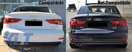 Дифузьор на Задна Броня и накрайници за ауспух, подходящи за AUDI A3 8V Sedan Кабрио (2012-2015) RS3 Дизайн-image-6030608