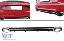 Накрайници за дифузьор на Задна Броня , подходящи за Audi A4 B9 8W (2016-2018) Sedan Avant RS4 Дизайн-image-6078884