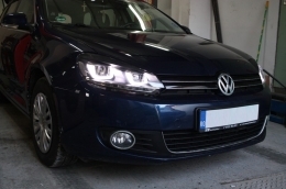 Предна Броня, подходяща за VW Golf VI 6 (2008-2013) R20 Look с Фарове 3D LED DRL U-Design LED Flowing Turning Light-image-6021174