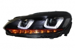 Предна Броня , подходяща за VW Golf VI 6 (2008-2013) R20 Look с Фарове 3D LED DRL U-Design LED Flowing Turning Light Red Stripe TFSI-image-6021182