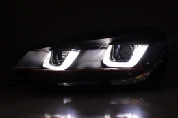 Предна Броня , подходяща за VW Golf VI 6 (2008-2013) R20 Look с Фарове 3D LED DRL U-Design LED Flowing Turning Light Red Stripe TFSI-image-6021192