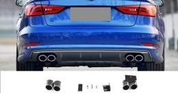 Накрайници за ауспух Задни тръби подходящи за AUDI A3 8V Sedan Sportback Купе (2012-2017) S3 Quad Дизайн-image-6022135
