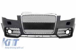 image-20-Front Bumper with Front Grille suitable for AUDI A4 B7 (2004-2008) RS4 Design Chrome and Black