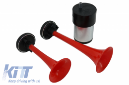 image-3-Set Of Two Auto Horns With Two Tuned Notes Electric 12V Trumpet Model Electropneumatic Horns