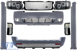 image-37-Пълно преобразуване Автобиографичен дизайн Body Kit, подходящо за Land Range Rover Vogue L322 (2002-2009) Retrofit to Facelift (2010-up) Черен Сребърен Решетка Edition