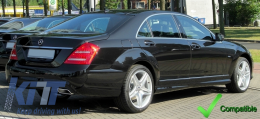 Дефузьор за задна броня , подходящ за Mercedes S-Class W221 (2005-2013) Facelift S63 S65 Дизайн с Черен Накрайници за ауспух-image-6061961