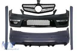 image-39-Комплект за каросерия, подходящ за Mercedes C-Class W204 Facelift C63 Дизайн с Предна Решетка Спорт Черен Glossy