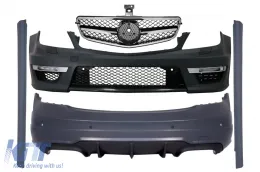 image-27-Suitable for MERCEDES C-Class W204 C204 Facelift C63 Design Body Kit with Front Grille Sport Black Glossy & Chrom