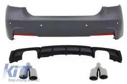 image-33-Rear Bumper M-Technik with Valance Diffuser Single/Double Outlet Piano Black Exhaust Muffler Tips Black M Performance suitable for BMW 3 Series F30 (2011+)