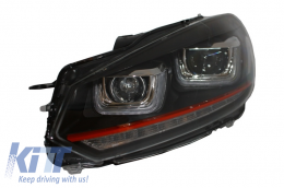 Предна Броня , подходяща за VW Golf VI 6 (2008-2013) TFSI Look с Фарове Golf 7 3D LED DRL U-Design LED Flowing Turning Light Red Stripe TFSI-image-6027802