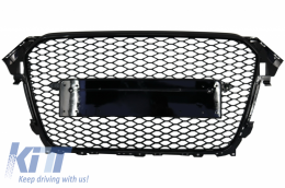 image-52-Предна Решетка без значки, подходяща за Audi A4 B8 Facelift (2012-2015) RS Дизайн Медена пита Piano Black с PDC капаци