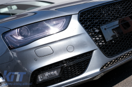 Предна Решетка без значки, подходяща за Audi A4 B8 Facelift (2012-2015) RS Дизайн Медена пита Piano Black с PDC капаци-image-6079509