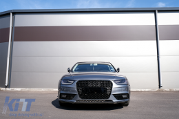 Предна Решетка без значки, подходяща за Audi A4 B8 Facelift (2012-2015) RS Дизайн Медена пита Piano Black с PDC капаци-image-6079510