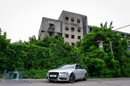 Предна Решетка без значки, подходяща за Audi A4 B8 Facelift (2012-2015) RS Дизайн Медена пита Piano Black с PDC капаци-image-6094143