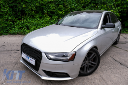 Предна Решетка без значки, подходяща за Audi A4 B8 Facelift (2012-2015) RS Дизайн Медена пита Piano Black с PDC капаци-image-6094148