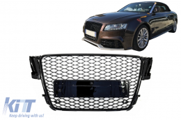 Предна Решетка , подходяща за Audi A5 8T (2008-2011) RS5 Дизайн Badgeless Piano Black-image-6075290