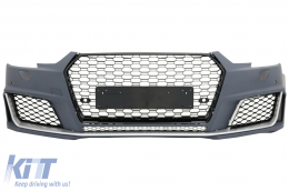 Предна Броня с Решетка подходяща за Audi A4 B9 8W (2016-2018) Quattro RS4 Дизайн-image-6033378