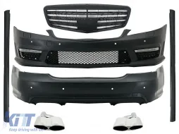 image-36-Комплект за тяло, подходящ за Mercedes S-Class W221 (2005-2011) с Предна Решетка Piano Black и Накрайници за ауспух