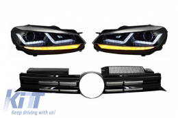 image-42-Предна Решетка , подходяща за VW Golf VI (2008-2012) с Ксенон Фарове Osram Хром LED Динамичен последователни Въртящи се светлини R20 Дизайн