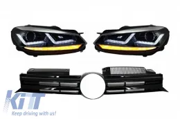 image-45-Предна Решетка , подходяща за VW Golf VI (2008-2012) с Ксенон Фарове Osram Хром LED Динамичен последователни Въртящи се светлини R20 Дизайн