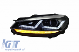 Предна Решетка , подходяща за VW Golf VI (2008-2012) с Ксенон Фарове Osram Хром LED Динамичен последователни Въртящи се светлини R20 Дизайн-image-6031801
