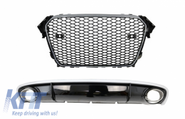 image-76-Badgeless Front Grille With Bumper Diffuser & Exhaust Tips RS4 Design suitable for AUDI A4 B8 Limo Avant Facelift (2012-2015)