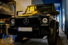 Предна Решетка , подходяща за Mercedes G-Class W463 (1990-2014) New G63 GT-R Panamericana Дизайн Piano Black-image-6033837