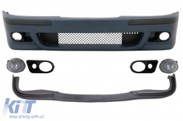 image-22-Body Kit Front Bumper Spoiler Fog Lights Clear/Chrome Covers suitable for BMW E39 5 Series 95-03 M5 Design