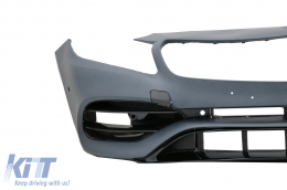 Предна Броня със Странични стикери Vinyl Матово черно подходящ за Mercedes A-Class W176 (2012-2018) Facelift A45 Дизайн-image-6033323