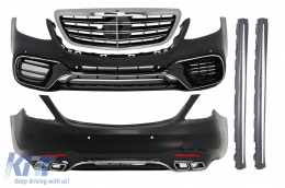 image-67-Пълен комплект за каросерия, подходящ за Mercedes S-Class W222 Facelift (2013-06.2017) S63 Дизайн с Централна решетка Хром
