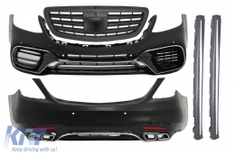 image-68-Пълен комплект за каросерия, подходящ за Mercedes S-Class W222 Facelift (2013-06.2017) S63 Дизайн With Централна решетка Матово черно