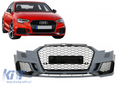 Предна Броня , подходяща за Audi A3 8V Facelift (2016-2019) Sedan Кабрио RS3 Дизайн Brilliant Черен-image-6103749