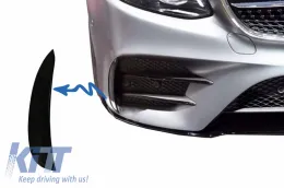 image-43-Капаци на Предна Броня, странични перки Flics, подходящи за Mercedes E-Class W213 S213 C238 A238 E43 E53 Дизайн Черен Edition