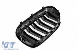 Централни решетки , подходящи за BMW 5 Series G30 G31 Sedan Touring (2017-up) М дизайн с двойна лента Piano Black-image-6066769