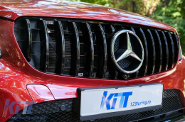 Предна Централна решетка , подходяща за Mercedes GLC X253 C253 (2015-2018) TFSI R Panamericana Дизайн All Черен-image-6069077