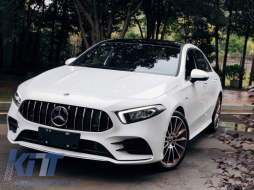 Централна решетка, подходяща за Mercedes A-Class W177 Хечбек V177 Sedan (04.2018-up) GT-R Panamericana Дизайн Черен Хром-image-6039281