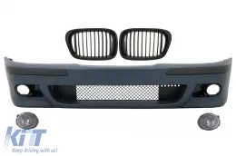 image-32-Front Bumper with Central Grilles Black and Fog Lights suitable for BMW E39 5 Series 1995-2003 M5 Design