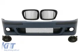 image-25-Front Bumper with Central Grilles Kidney Matte Black and Fog Lights  Smoke  Lens suitable for BMW 5 Series E39 1995-2003 M5 Design