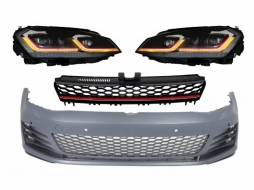image-8-Front Bumper suitable for VW Golf VII 7 5G (2013-2017) with LED Headlights G7.5 GTI Look with Sequential Dynamic Turning Lights