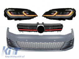 image-22-Front Bumper suitable for VW Golf VII 7 5G (2013-2017) with LED Headlights G7.5 GTI Look with Sequential Dynamic Turning Lights