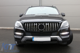 Предна Решетка подходяща за Mercedes ML-Class W166 (2012-2014) GT-R Panamericana Дизайн Черен Хром-image-6042813