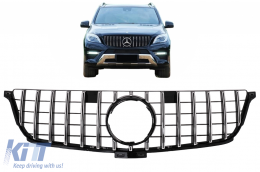 Предна Решетка подходяща за Mercedes ML-Class W166 (2012-2014) GT-R Panamericana Дизайн Черен Хром-image-6042961