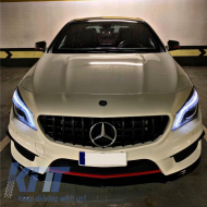 Предна Централна решетка , подходяща за Mercedes CLA C117 X117 W117 Facelift (2016-2018) CLA45 GT-R Panamericana Дизайн Full Черен-image-6042757